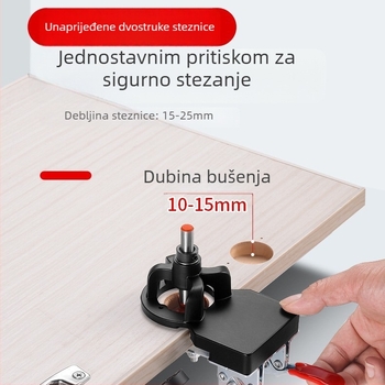 Uređaj za bušenje rupa za šarke – instalacijski lokalizator i zaustavljač za vrata ormara