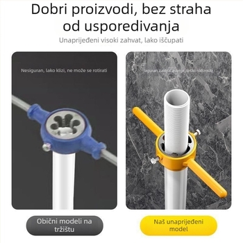 Set od 6 matrica za navoje PVC cijevi s ključenom za navoj