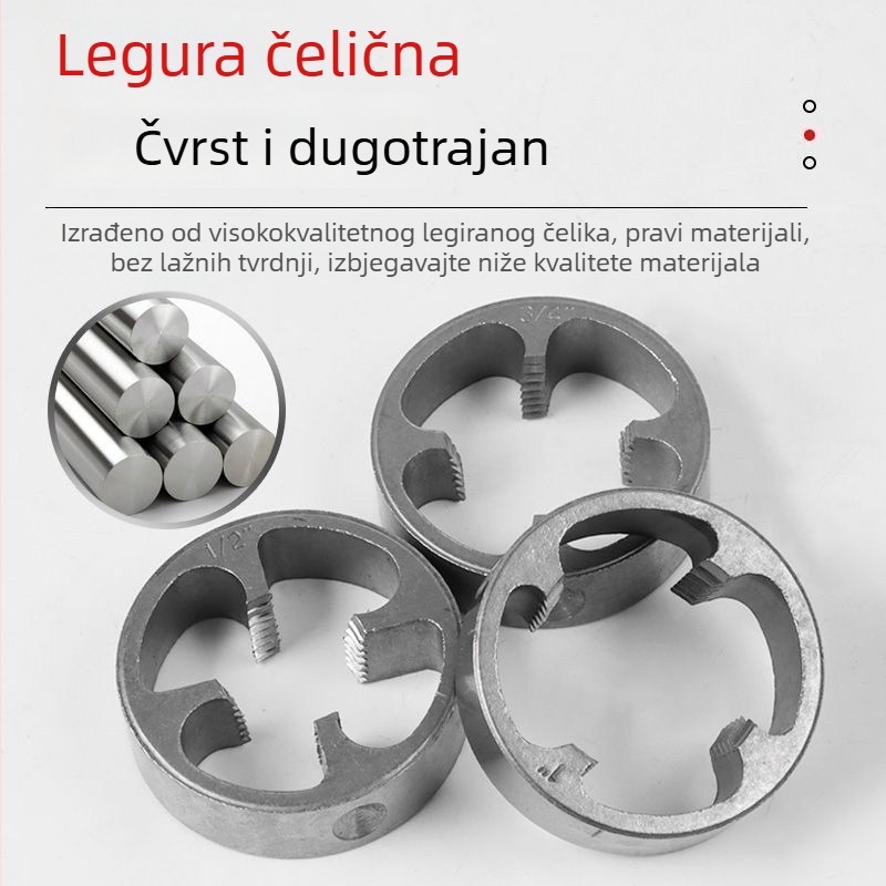 Set od 6 matrica za navoje PVC cijevi s ključenom za navoj