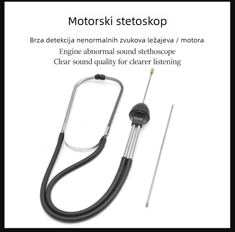 Automobilski stetoskop od nehrđajućeg čelika za dijagnostiku kvarova motora i otkrivanje abnormalnih zvukova, alat za popravak automobila