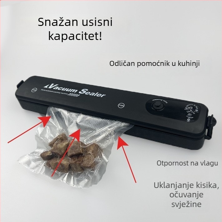 Prijenosni vakuumski zatvarač za hranu – model 168, ABS kućište, 50 W, 220 V, funkcija vakuumskog zatvaranja.