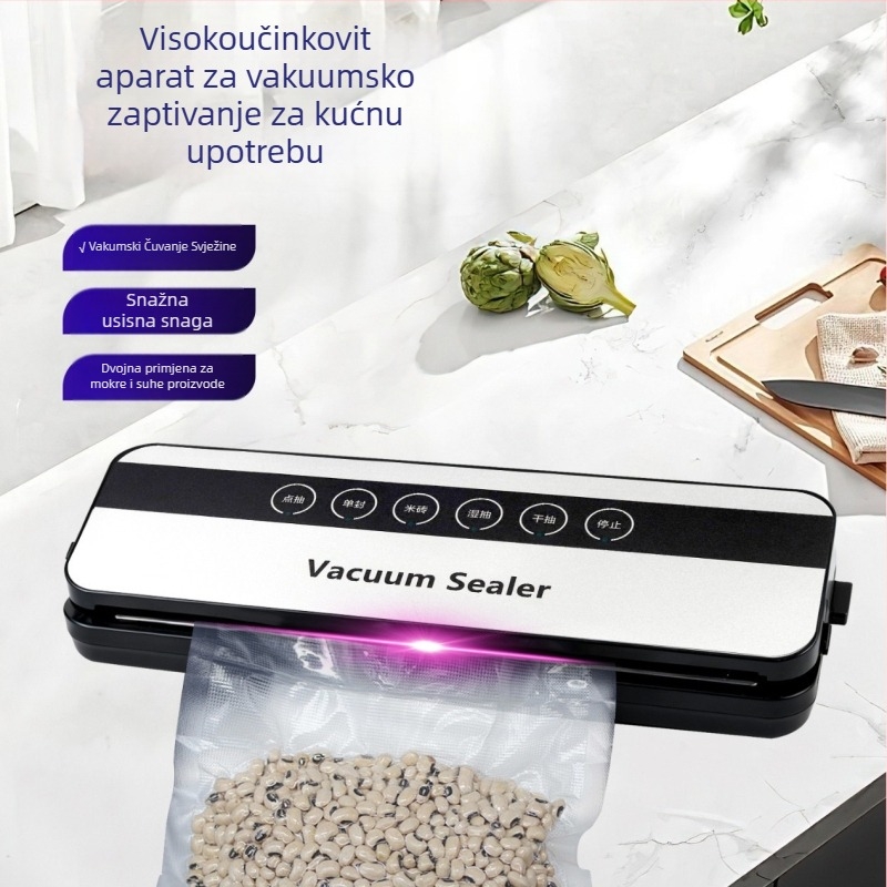 Vakuumski zatvarač za kućnu upotrebu – automatski, prenosni, ABS, 120 W, 100-240 V, 750 g, 500-1000 ml