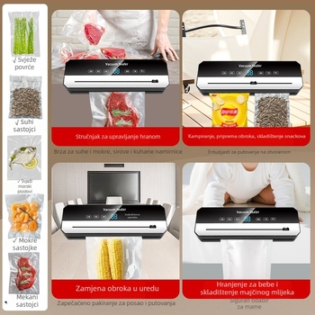 Kućni vakuumski aparat za pakiranje hrane s reznim nožem i usisavanjem, ABS kućište, 220V, 120W, kapacitet 500–1000 ml
