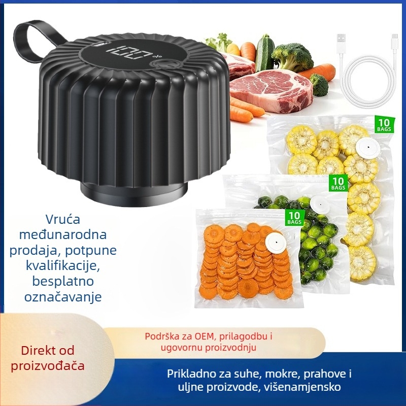 Vakuumski bravač za Mason stakene posude USB napajanje, ABS kućište, 5W, 3.7V, kapacitet 500–1000 ml