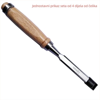 Dalet za drvorez s drvenom drškom, plosnata glava od lijevanog željeza, Hengyu HY-012, set od 4 kom