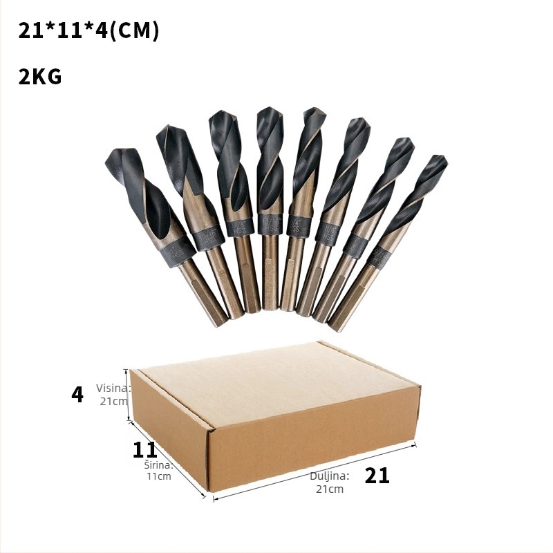 Imperijalni set od 8 spiralnih svrdla, mali vrat, visoko brzinski čelik, vrh 118°, u aluminijskoj kutiji