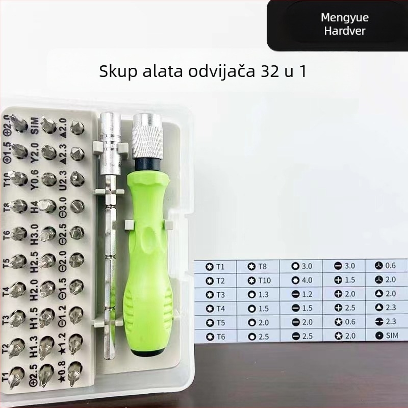 32-u 1 višenamjenski ručni odvijač set za popravak i rastavljanje mobilnih telefona i računala - krom-vanadijeva čeli, magnetni bitovi, 3,5 mm vrhovi