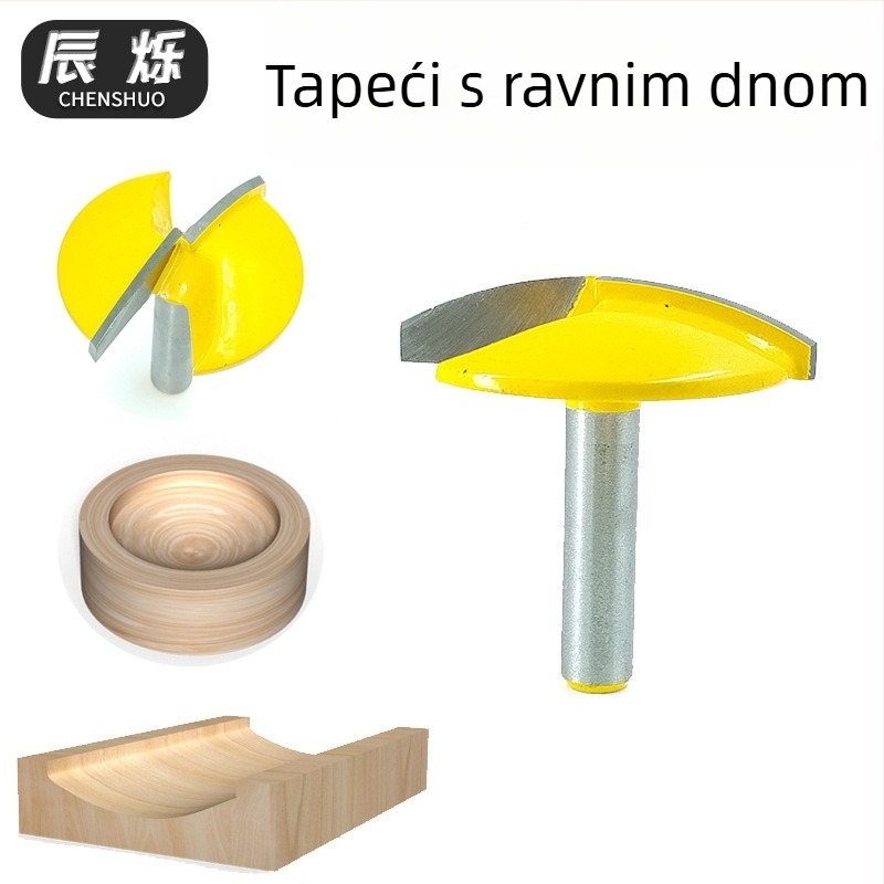 8-dijelni set tankih freza s kružnim dnom za obradu drva; kompatibilan sa frezarskim strojevima; radi s drvetom, akrilom, PVC-om, MDF-om