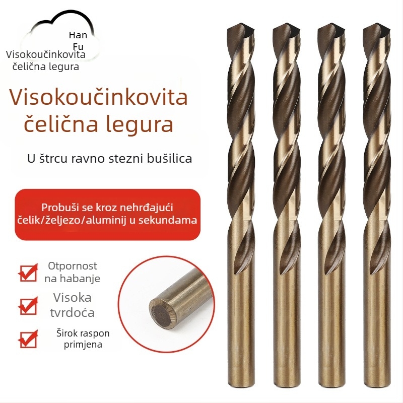 Set bušilica za električnu bušilicu: visokoučinkoviti čelik s titanovim premazom, spiralne bušilice s ravnim osovinama, 25 komada, metalna kutija