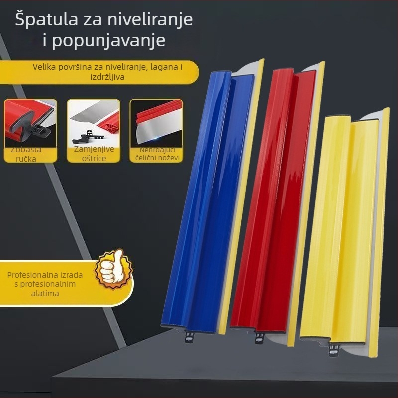 Prilagodljiva lopatica za malter, nehrđajući čelik, čelična drška, debljina oštrice 0.35–0.45 cm, držač noža uključen