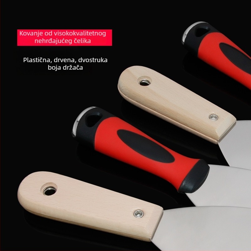 Špachtla za malter s nehrđajućim čelikom, drvena ili plastična drška, Serija: Putty Knife