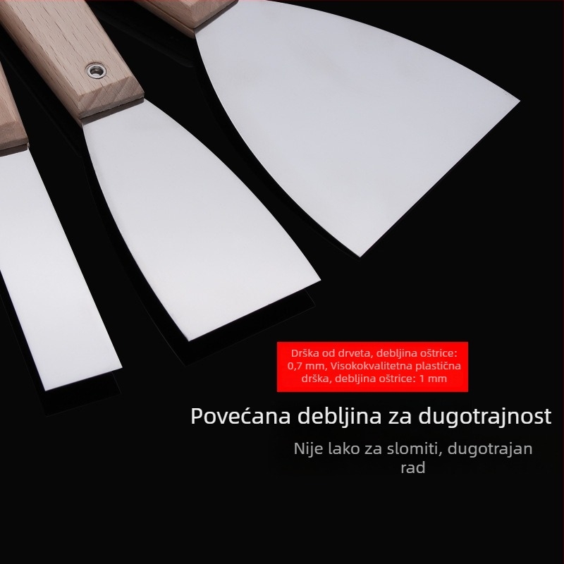 Špachtla za malter s nehrđajućim čelikom, drvena ili plastična drška, Serija: Putty Knife