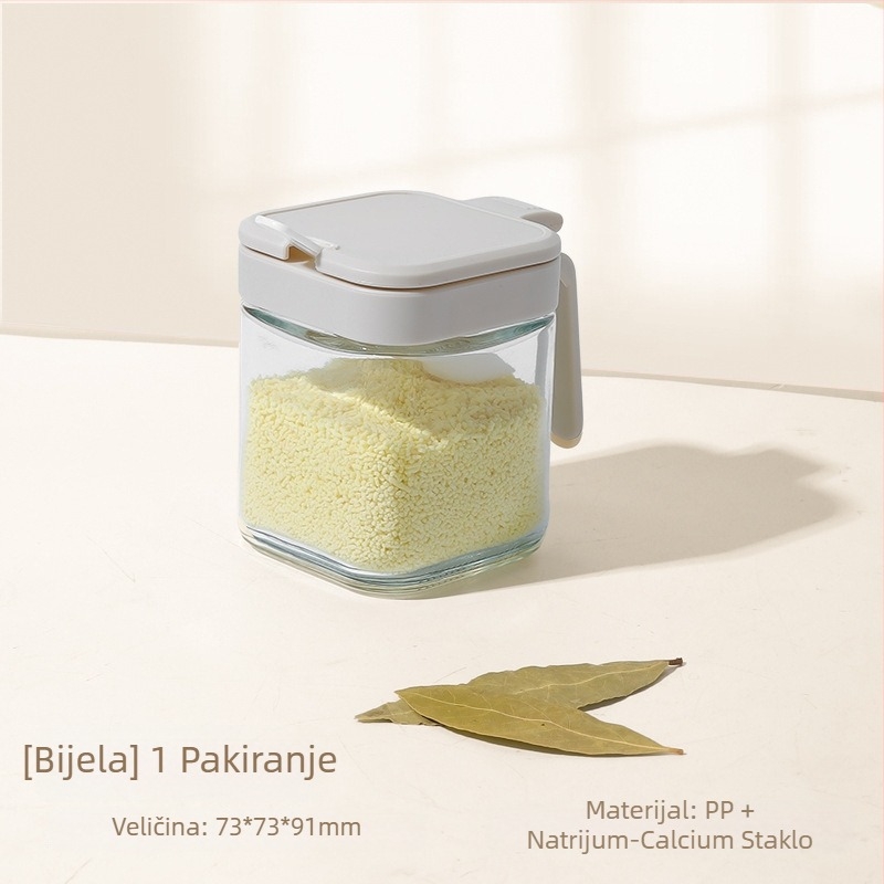 Staklena kutija i set posuda za začine, kutija za skladištenje čvrstih začina, mogućnost tiskanja logotipa, prilagodba, premium kvaliteta, moderno minimalistički dizajn