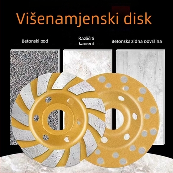 Diamantski kupolasti disk za brušenje – debeli, sinterirani; pogodan za beton, kamen, metal i podove