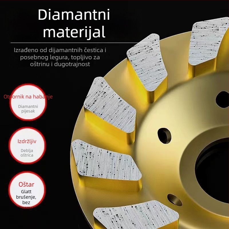 Diamantski kupolasti disk za brušenje – debeli, sinterirani; pogodan za beton, kamen, metal i podove