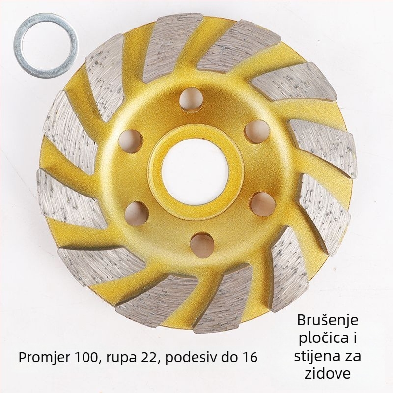 Diamantski kupolasti disk za brušenje – debeli, sinterirani; pogodan za beton, kamen, metal i podove