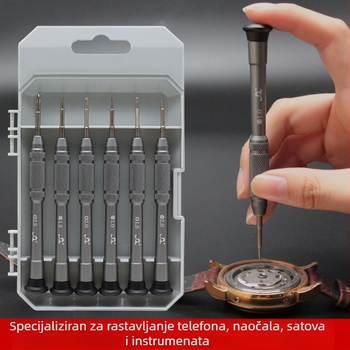Power Hardware Precizni odvijač, 6-u-1 za naočale i satove, magnetski, S2 alatna čelična legura, težina 0,165