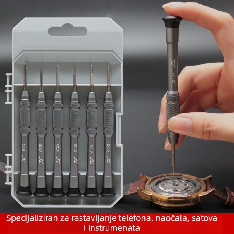 Power Hardware Precizni odvijač, 6-u-1 za naočale i satove, magnetski, S2 alatna čelična legura, težina 0,165