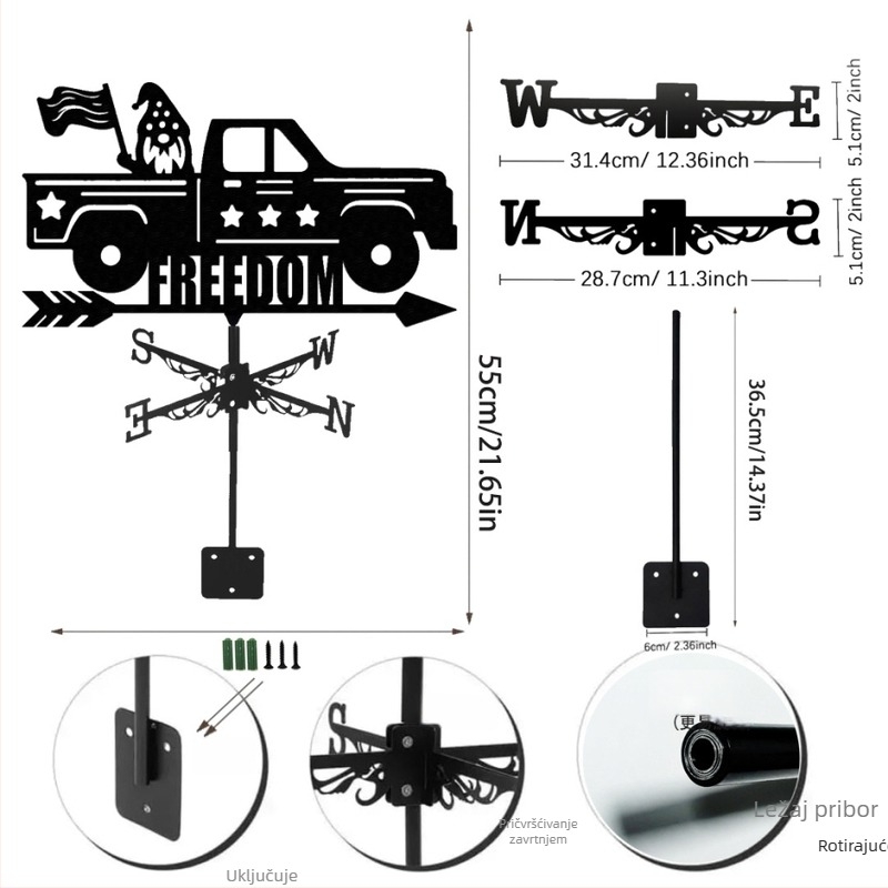 Metalni vjetroindiktor za krov u obliku automobila - dekorativna željezna figura za dvorište, slatki stil, pečena završna farba, šifra FXB-CAR0219