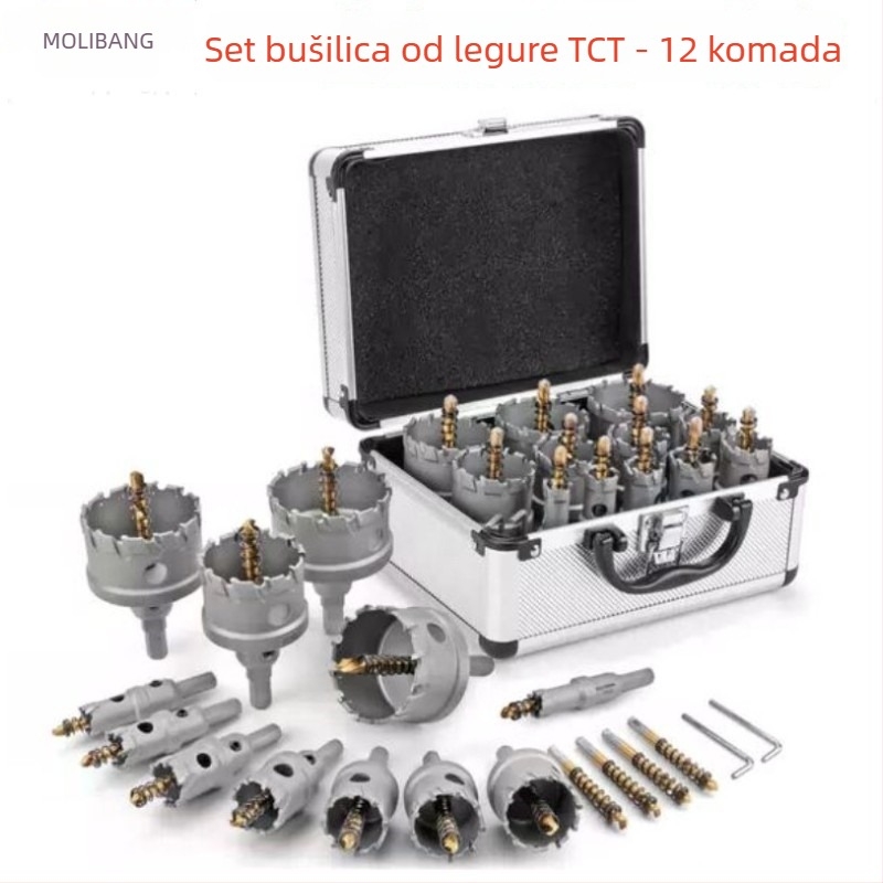 Karbidni set za proširivanje rupa, 12 komada, za legure nehrđajućeg čelika, aluminijske legure i željezne ploče