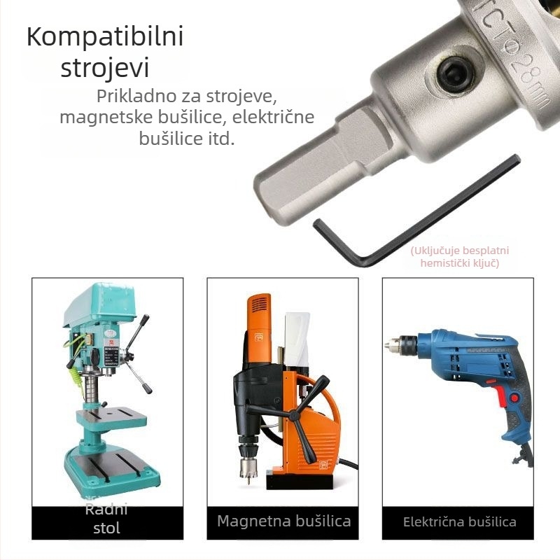 Karbidni set za proširivanje rupa, 12 komada, za legure nehrđajućeg čelika, aluminijske legure i željezne ploče