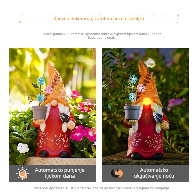 Solarna ukrasna figura za vrt od smole – goblin-dwarf, crtani lik, vanjska lampa. Materijal: smola; Marka: Jiuyou; Kategorija: Crtani; Težina: 650 g; Pakiranje: kartonsko pakiranje.