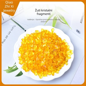 Kamenčići kristal citrin za pejzažnu i akvarijsku dekoraciju, geometrijski oblik, kristalni materijal, pakiranje u PP vrećici, moderni minimalistički stil