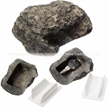 Geometrijska kutija za ključeva od smole, kamen-stilu, za vanjski vrt, skriveno skladištenje ključeva, modern dekorativni komad (Materijal: Smola; Kategorija: Geometrija; Stil: Moderna jednostavnost; Tip materijala: Plastika, Smola)