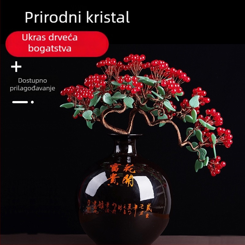 Ručno pleteni stablo sreće od agatnog kamenja, materijal: agat, brend: Jiuyao, stil: Novi kineski stil, kućni dekor