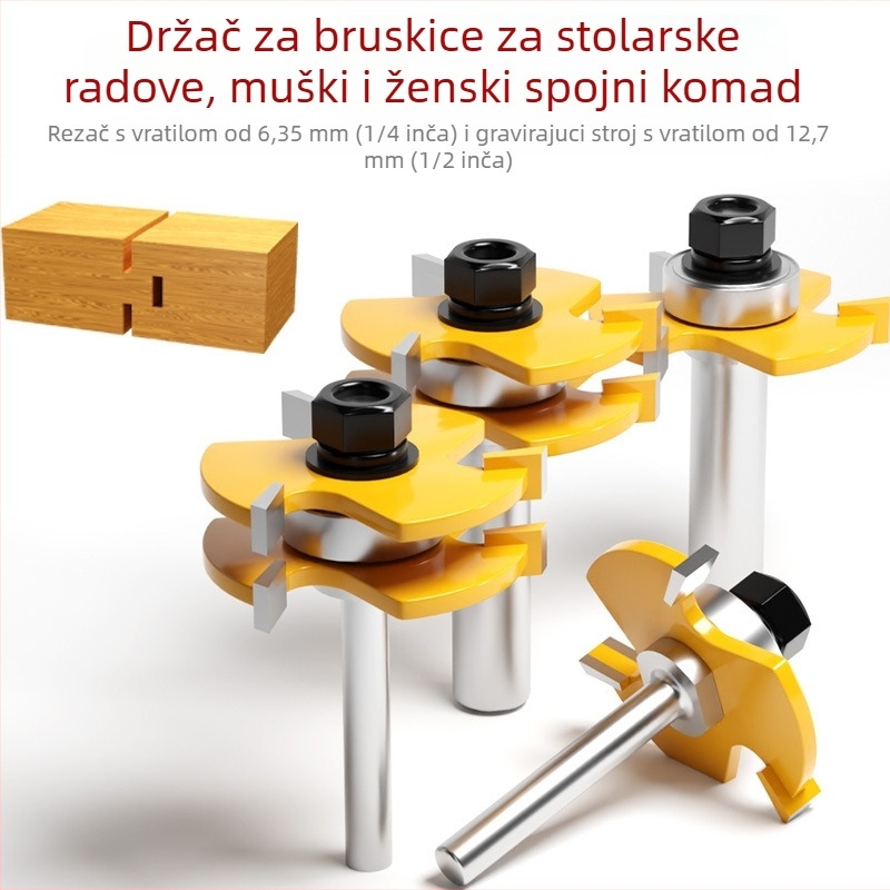 Faith freza za drvo, trozuba T-tip freza za mortise i tenon, za ploče i podove, set od 2 komada