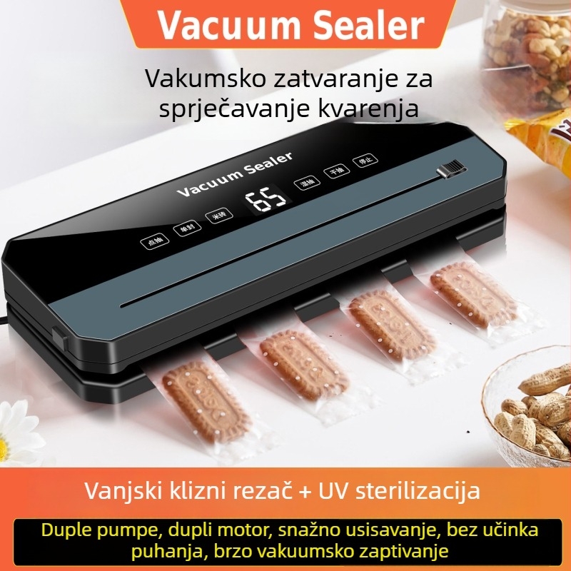 Stroj za vakuumsko zatvaranje s nožem, model B, ABS kućište; funkcije: vakuum i plastično zatvaranje; snaga 120W, napajanje 220V