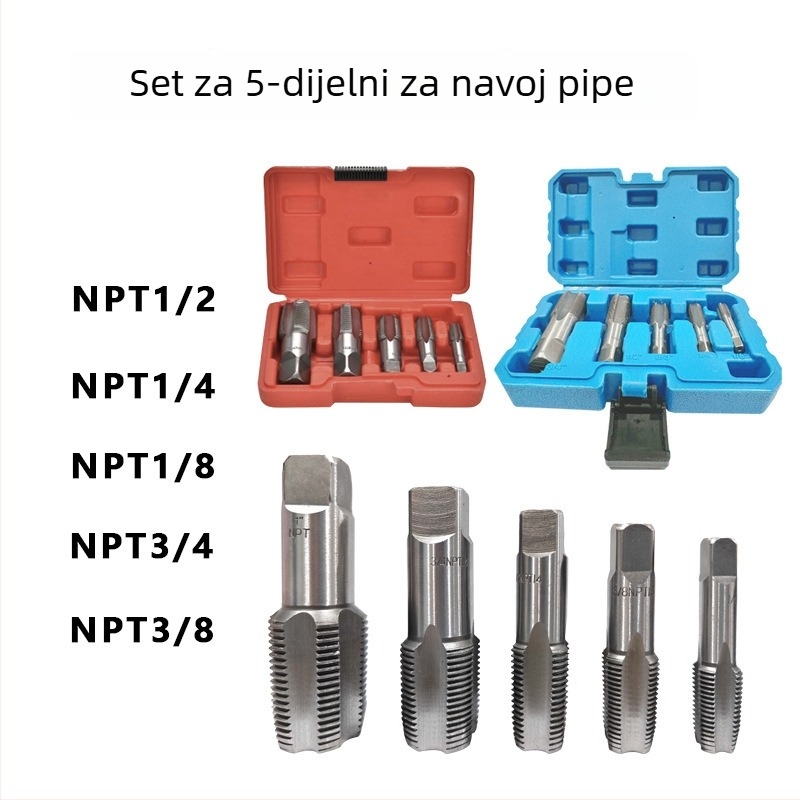 NPT set za popravak navoja cijevi, 5 ili 6-djelni set, bearing steel