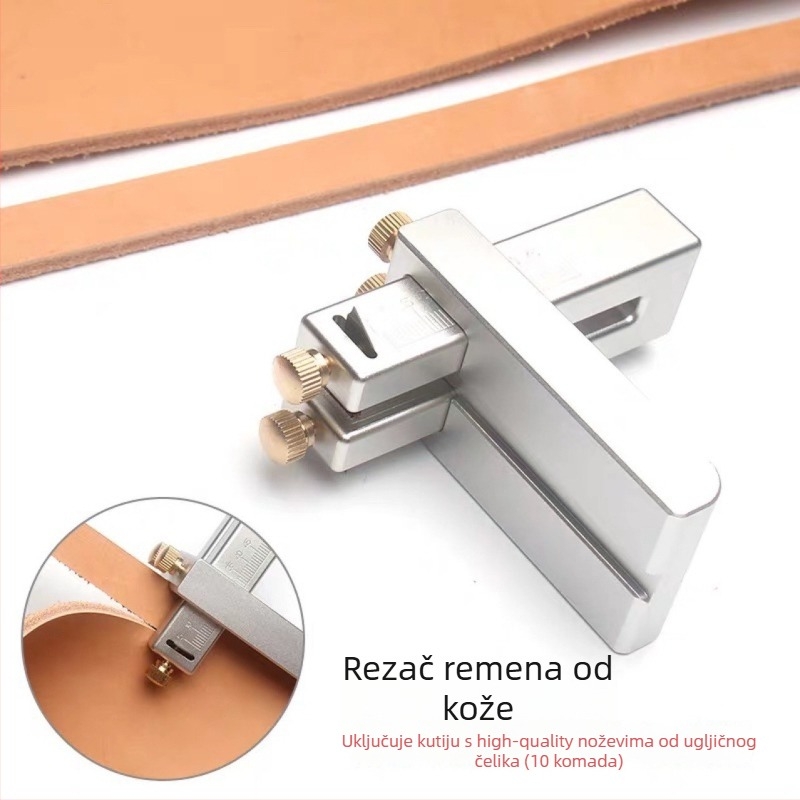 Rezač kožnih traka – aluminijska legura, završna obrada oksidacijom i mlazom pijeska, ručni alat za rezanje kože