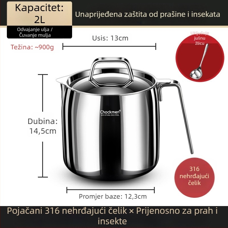 Posuda za ulje s poklopcem i mrežastim filtrom, 18/10 nehrđajući čelik, Earthworm