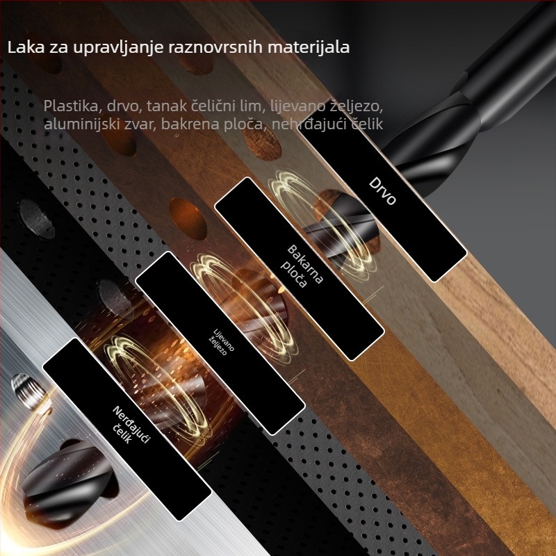 Deli svrdlo s pravim osovinom za metal, HSS, bušilica s udarnim mehanizmom DH-MHZ010-WD1