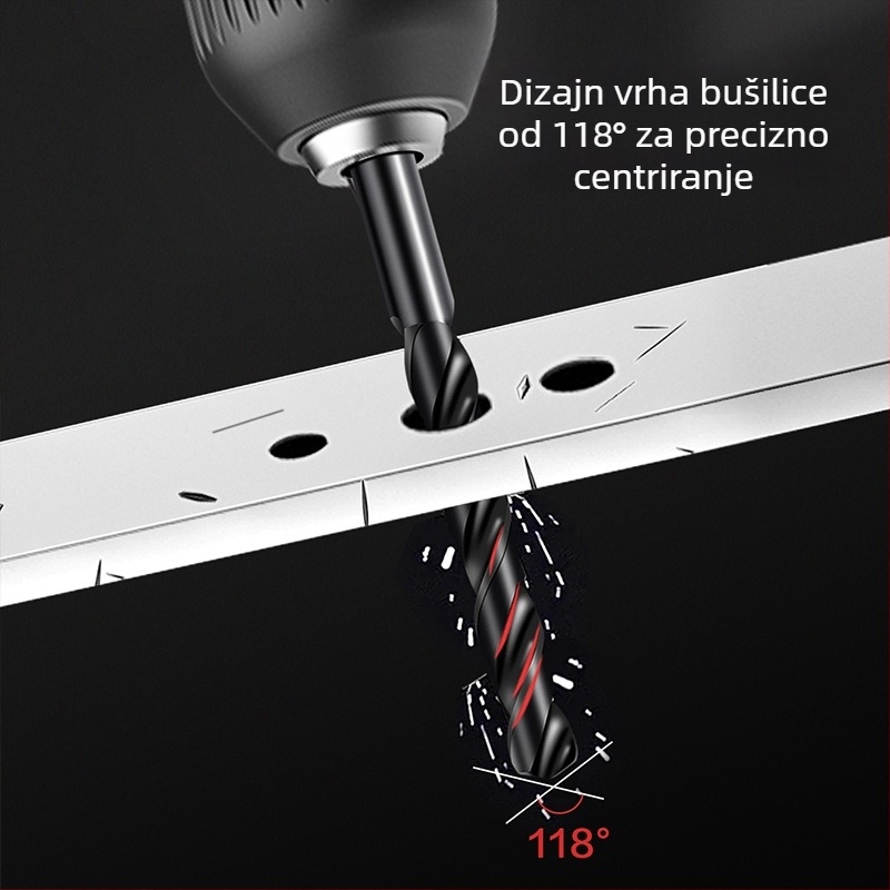 Deli svrdlo s pravim osovinom za metal, HSS, bušilica s udarnim mehanizmom DH-MHZ010-WD1