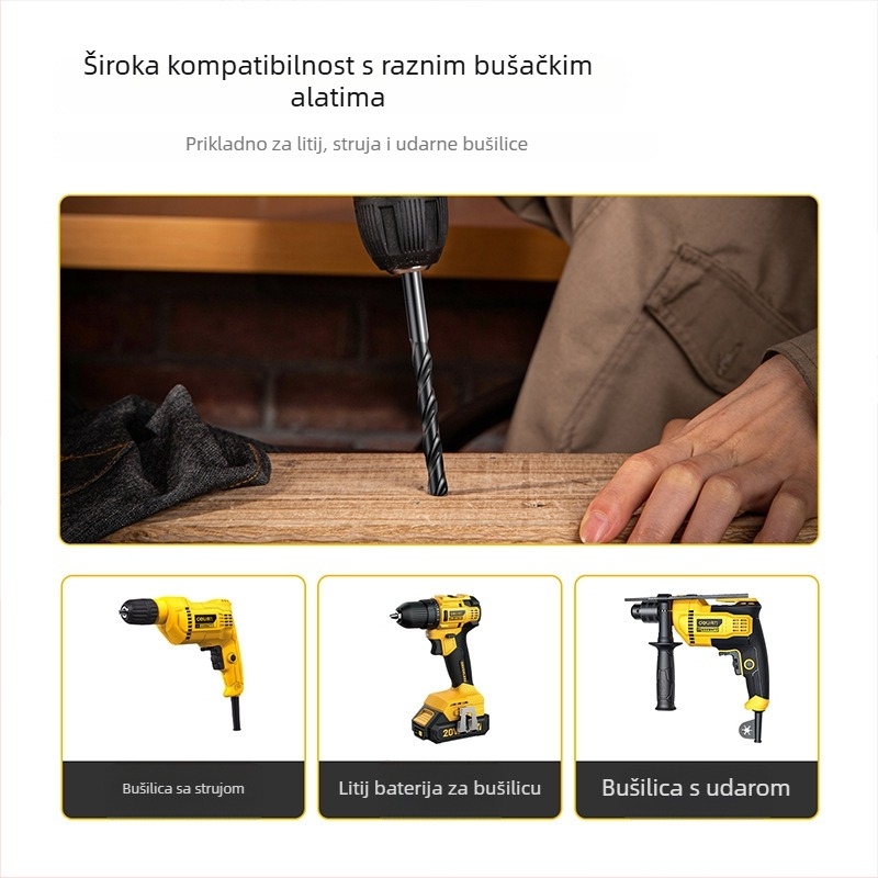 Deli svrdlo s pravim osovinom za metal, HSS, bušilica s udarnim mehanizmom DH-MHZ010-WD1