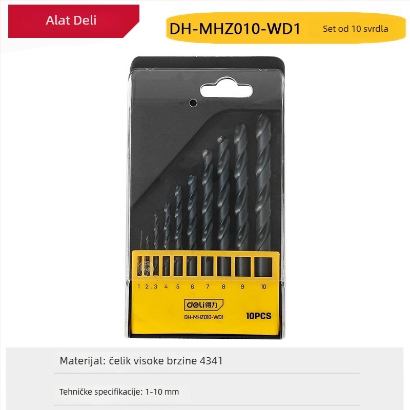 Deli svrdlo s pravim osovinom za metal, HSS, bušilica s udarnim mehanizmom DH-MHZ010-WD1