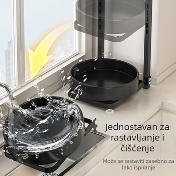 Rotirajući stalak za začine za kuhinjski pult – podni stalak, višenamjenski, moderni minimalistički stil, materijal: ugljični čelik