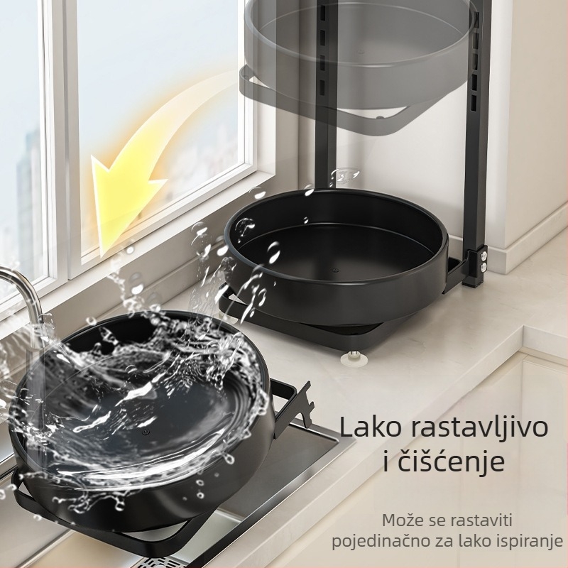 Rotirajući stalak za začine za kuhinjski pult – podni stalak, višenamjenski, moderni minimalistički stil, materijal: ugljični čelik