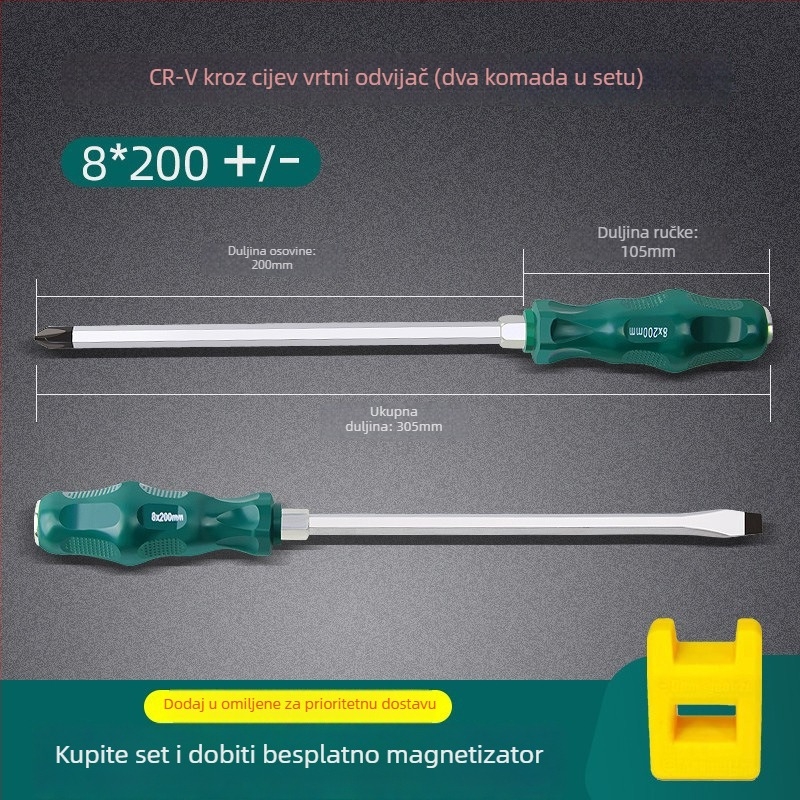 Set odvijača s magnetom i izolacijom, Cr-Mo čelik, 0,2 kg, uključuje Phillips, plosnati i Torx