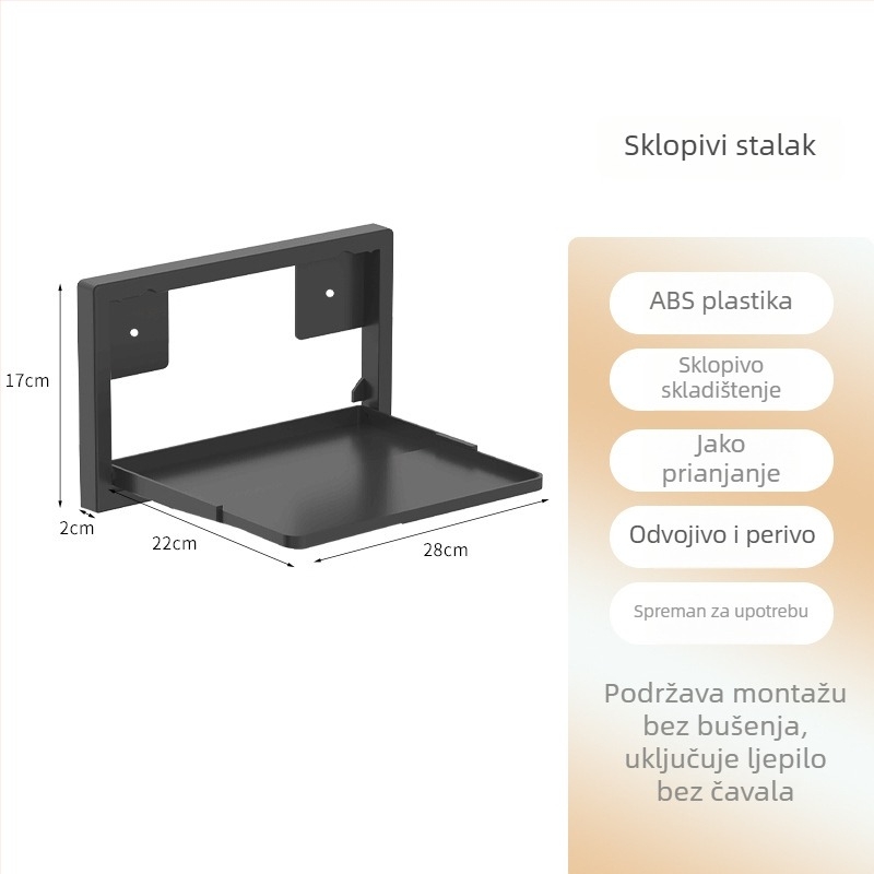 Sklopivi zidni kuhinjski stalak, višeslojna kutna polica za začine, zdjele i pribor.