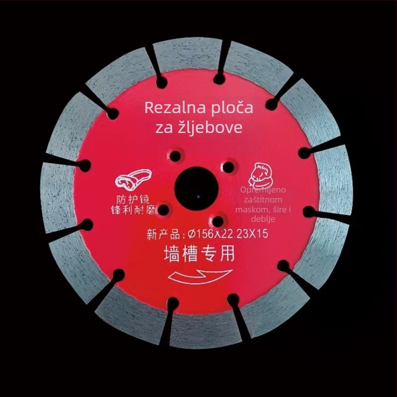Diamantski rezni disk s utorima segmentima, Model 156, Marka Ji Rui, Podrijetlo Shijiazhuang, Proizvodni postupak: sinteriranje, Namijenjeno obradi betona