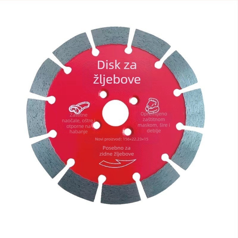 Diamantski rezni disk s utorima segmentima, Model 156, Marka Ji Rui, Podrijetlo Shijiazhuang, Proizvodni postupak: sinteriranje, Namijenjeno obradi betona