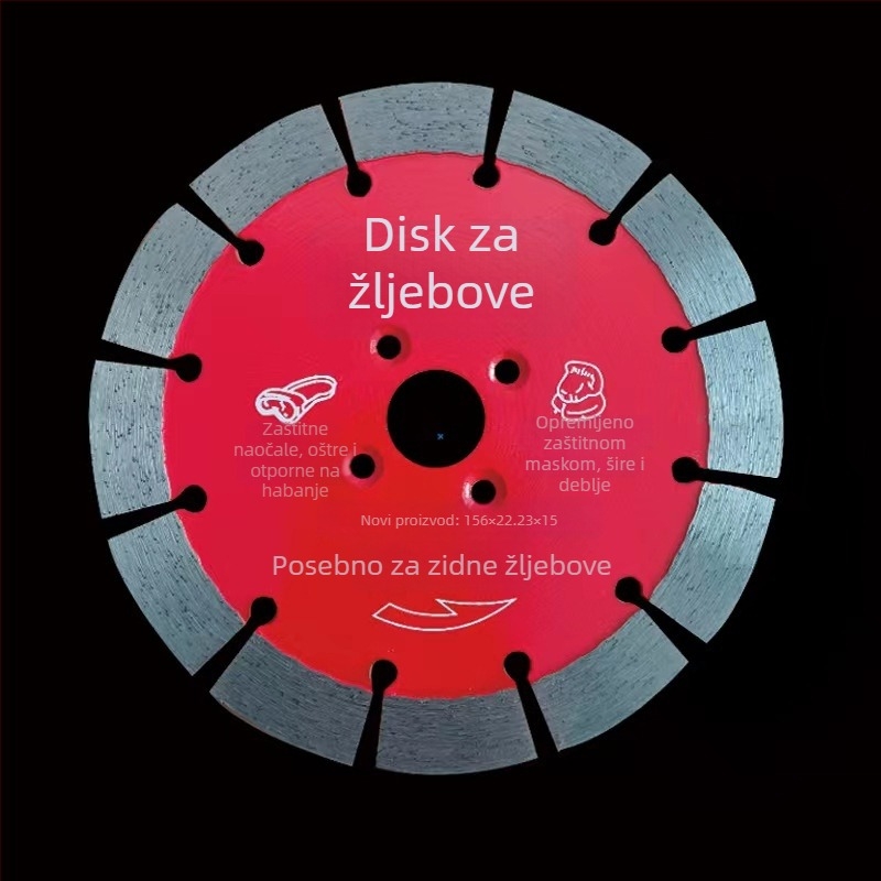 Diamantski rezni disk s utorima segmentima, Model 156, Marka Ji Rui, Podrijetlo Shijiazhuang, Proizvodni postupak: sinteriranje, Namijenjeno obradi betona