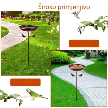 Željezna hranilica za ptice i bazen za kupanje ptica, ukras za vrt i dvorište, s polumanualnom i polumehaničkom konstrukcijom