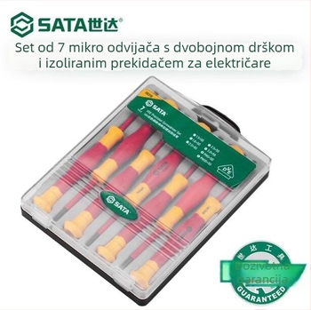 Shida precizni odvijači, set od 7 komada, VDE izolirani za električare, krom-vanadij čelik, dvostruka ručka – Phillips i ravni odvijači