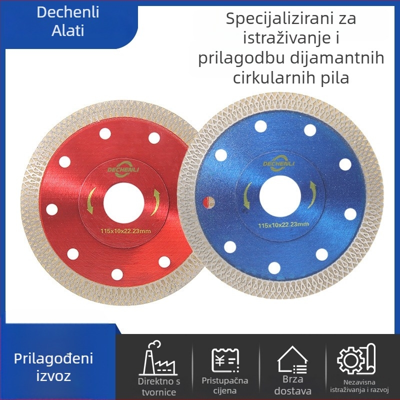Diamantski rezni disk s debelim prirubom i mrežastim valovitim uzorkom, za pločice/kamen/keramiku — Dechenli