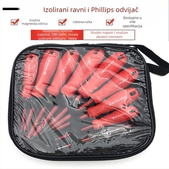 Izolirani set odvijača za elektrikare s magnetnim vrhovima, Phillips i ravni vrh, 9 komada, od ugljičnog čelika