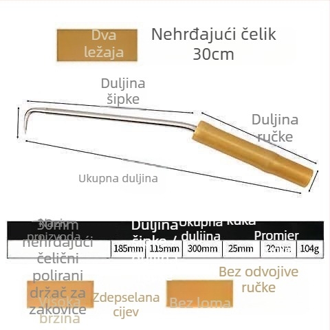 Kuka za armaturu od nehrđajućeg čelika, navojna kuka, dvostruko ležišta, za gradilište